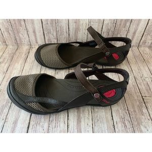 Teva Brown Tan Mesh Shoes Women Sz 8 Minimalist Lightweight Shoc Pad 1